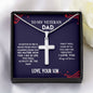 To My Veteran Dad | I Love You - Stainless Steel Cross Necklace