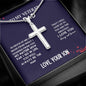 To My Veteran Dad | I Love You - Stainless Steel Cross Necklace