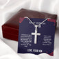 To My Veteran Dad | I Love You - Stainless Steel Cross Necklace