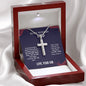 To My Veteran Dad | I Love You - Stainless Steel Cross Necklace